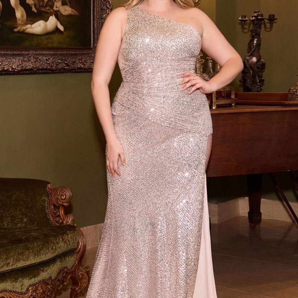 Glamorous One-Shoulder Silver Sequin Dress